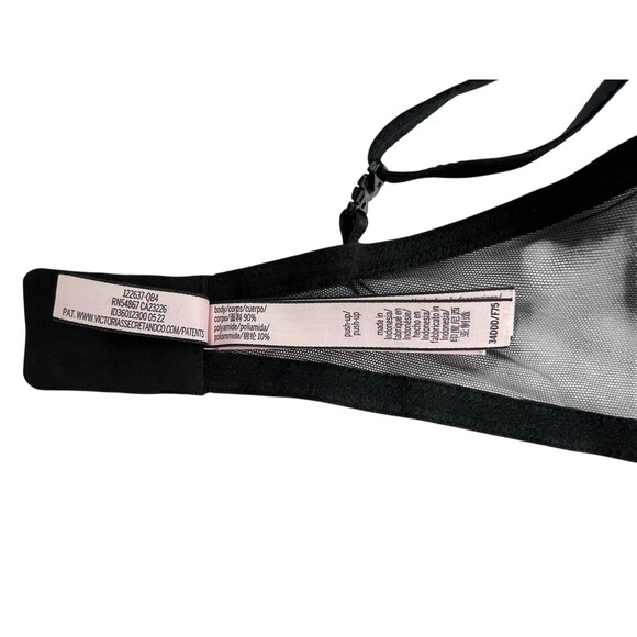 Victoria's Secret Pushup Black Lace Underwire Bra  34DDD  Convertible - Picture 9 of 11